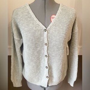Hippie Rose Chunky Knit Sweater Size L V-neck & Back Buttons Cropped 2-way Wear
